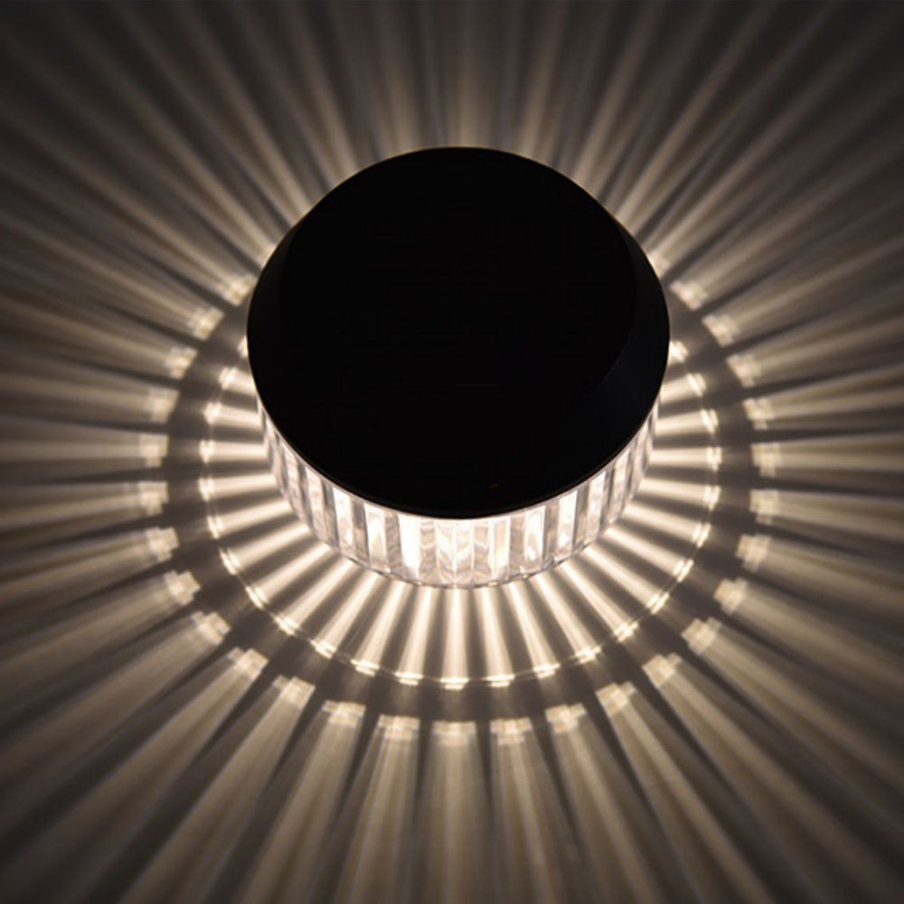 Ray Lampe de Table Ronde Moderne, Acrylique, Noir, Jardin