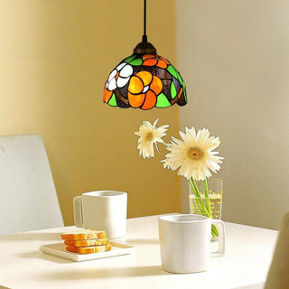 Tiffany Vintage Suspension Tachée Métal Verre Chambre À Coucher