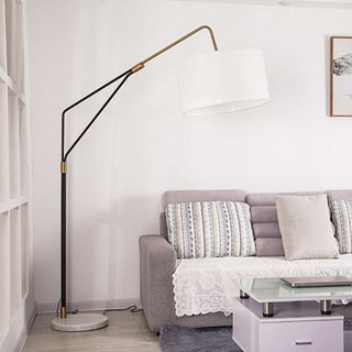 Tiffany Lampadaire Cylindre Moderne Métal/Tissu Blanc Salon/Chambre à Coucher Grande