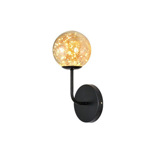 Valentina Applique Murale Bulle Ronde Moderne LED Métal Verre Noir/Or Salon/Chambre à Coucher
