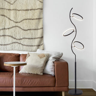 Arisha Design Lampadaire Rond Moderne Métal/Acrylique Noir/Blanc Salon/Chambre