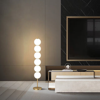 Valentina Design Lampadaire Globe Moderne Métal Laiton/Blanc Salon
