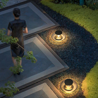 Ray Lampe Extérieure au Sol Rond Simple, Métal/Acrylique, Noir, Jardin