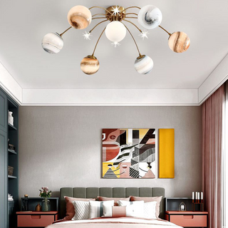 Aria Design Italien LED Plafonnier Planète Moderne Métal/Verre Coloré Salon