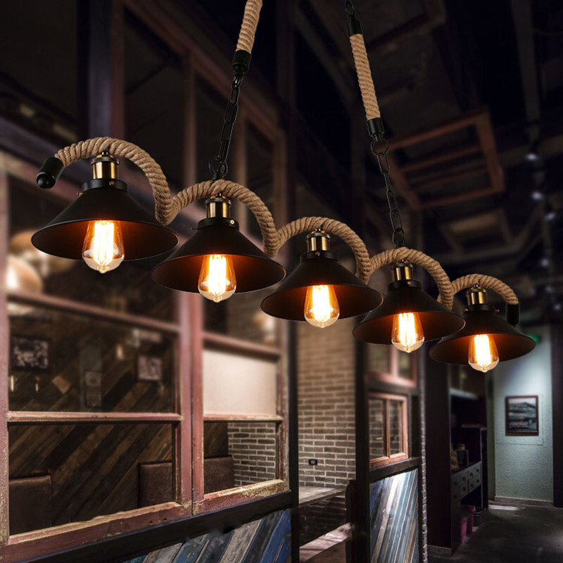Epoch Lampe à Suspension LED Noire Vintage en Métal Pour Café