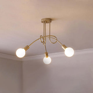 Valentina Lustre Linéaire/Bulle Moderne, Métal, Noir/Blanc/Or, Salon