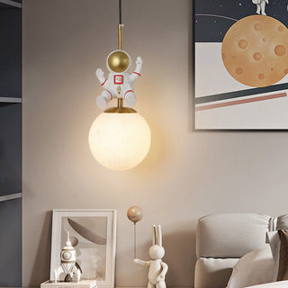 Aria Suspesion Globe Moderne, Metal/Verre, Blanc/Bleu, Chambre