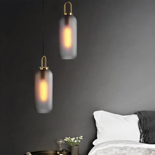 Valentina Luminaires Suspensions Cylindre Moderne Métal/Verre Gris Fumé/Clair Salon/Bureau
