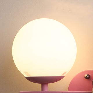 Aria Applique Murale Boule Moderne, Métal/Verre, Rose/Blanc, Chambre d'enfants