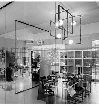 Lustra Lustre Mondrian en Verre et Laiton Moderne