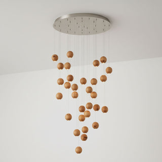 Wooden Orb Sphere Cluster Pendant Light-Neutral Decor