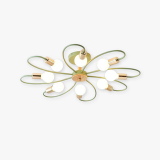 Aria Plafonnier Fleur Nordique, Metal/Verre, Vert/Gris, Chambre