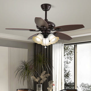 Solara Plafonnier Ventilateur Classique en Bois et Verre