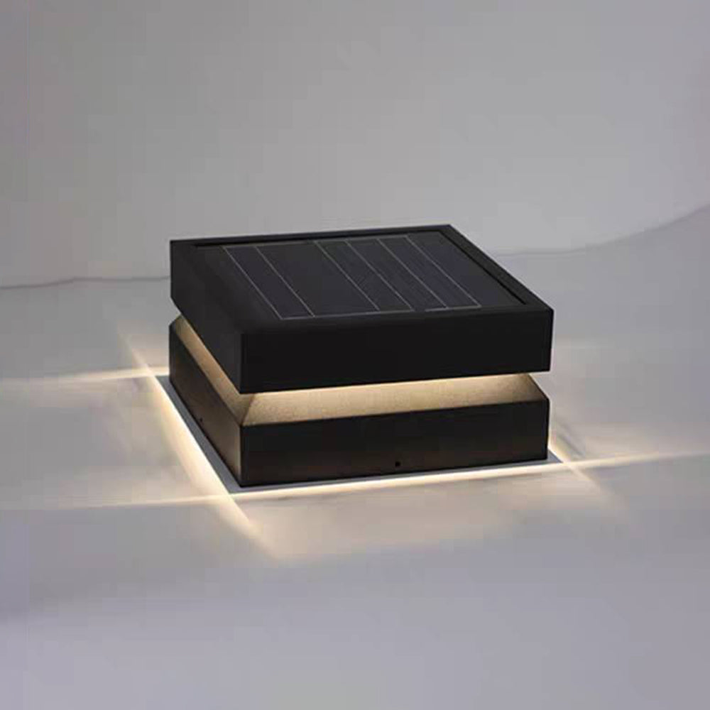 Ray Lampe de Poteau Rectangulaire Moderne, Métal, Noir, Cour