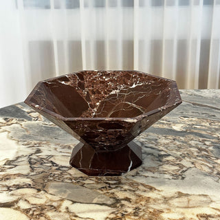 Facet Pedestal Bowl Storage Tray-Neutral Decor