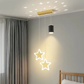 Arisha Luminaires Suspension à Projection de Lune étoile Or/Noir Métal Chambre à coucher/Bar