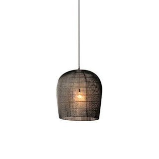 Ritta Suspension Cylindre Moderne, Metal/Rotin, Blanc/Noir, Salon