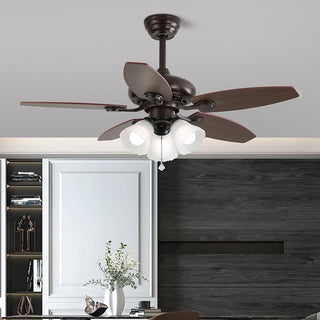 Solara Plafonnier Ventilateur Classique en Bois et Verre