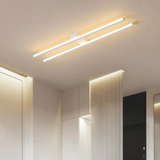 Ray Longue Linéaire Simple Plafonnier, Noir/Blanc/Or