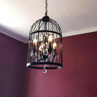 Arisha Industrielle LED Suspension Noir Métal Cristal Salon Salle à manger