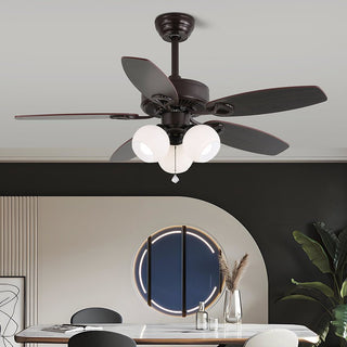 Solara Plafonnier Ventilateur Classique en Bois et Verre