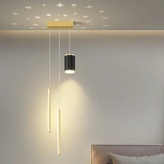 Arisha Luminaires Suspension à Projection de Lune étoile Or/Noir Métal Chambre à coucher/Bar