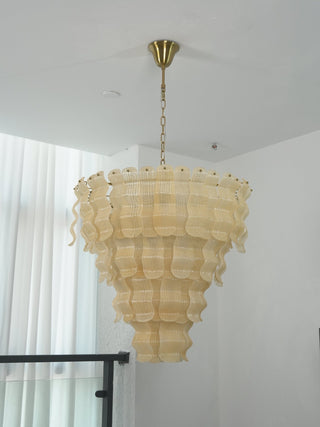 Borzi Lustre en Verre Jaune Feuille Luxueuse