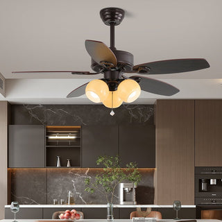 Solara Plafonnier Ventilateur Classique en Bois et Verre