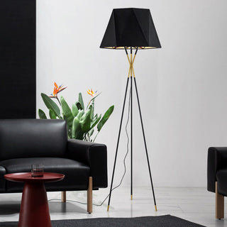 Mira Lampadaire Dôme Moderne, Métal/Tissu, Noir, Chambre