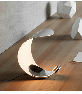 Aria Lampe de Table Lune Moderne, Métal/Acrylique, Blanc, Salon