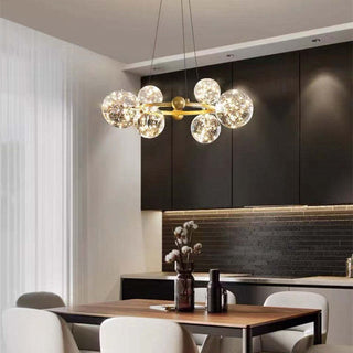 Valentina Suspension Boule Moderne, Métal/Verre, Doré/Noir, Salon