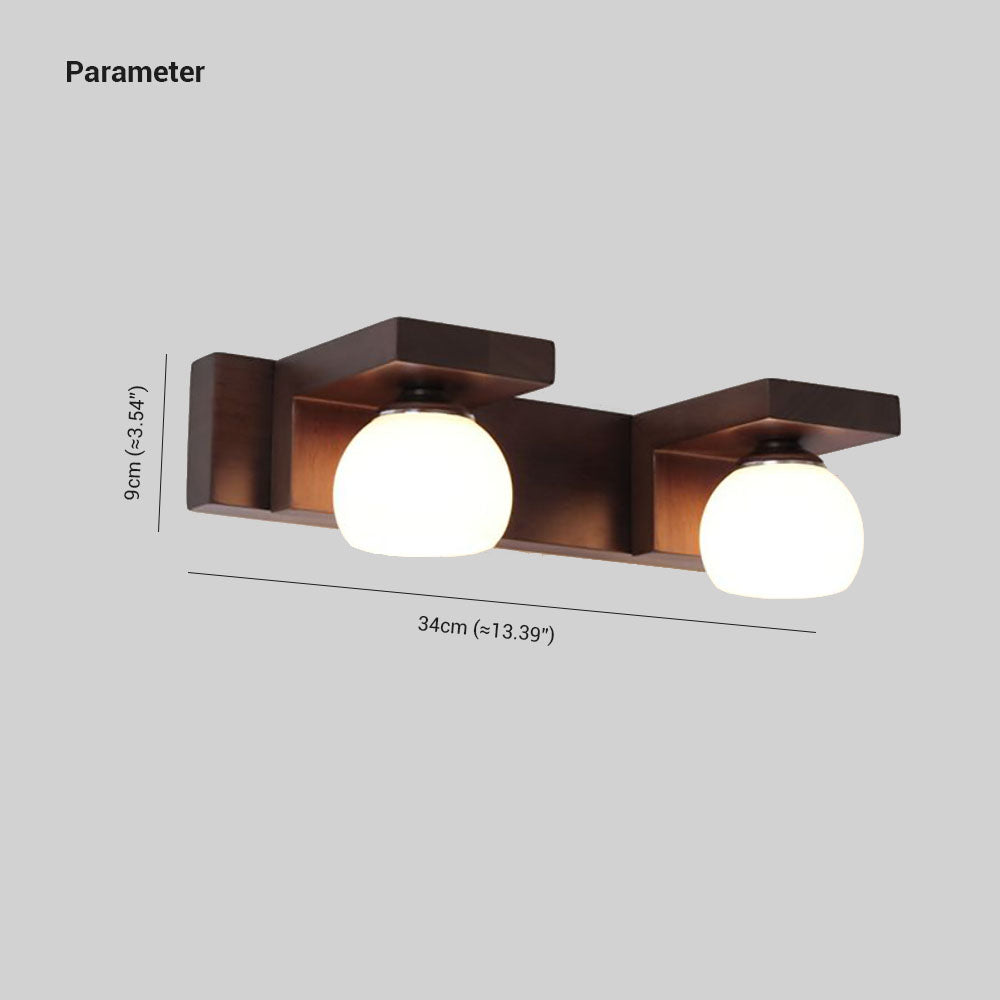 Muto Applique Murale à Miroir Intérieur Ronde Vintage LED Bois/Verre Burn Salle de Bain