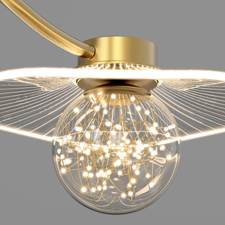 Arisha Suspension Multi Transitionnel, Métal/Acrylique/Verre, Doré, Salon/Chambre à Coucher