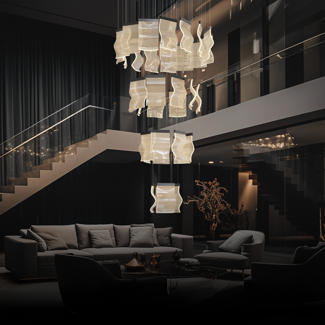 Kristy Moderne Or LED Lustre Métal Acrylique Chambre/Salon