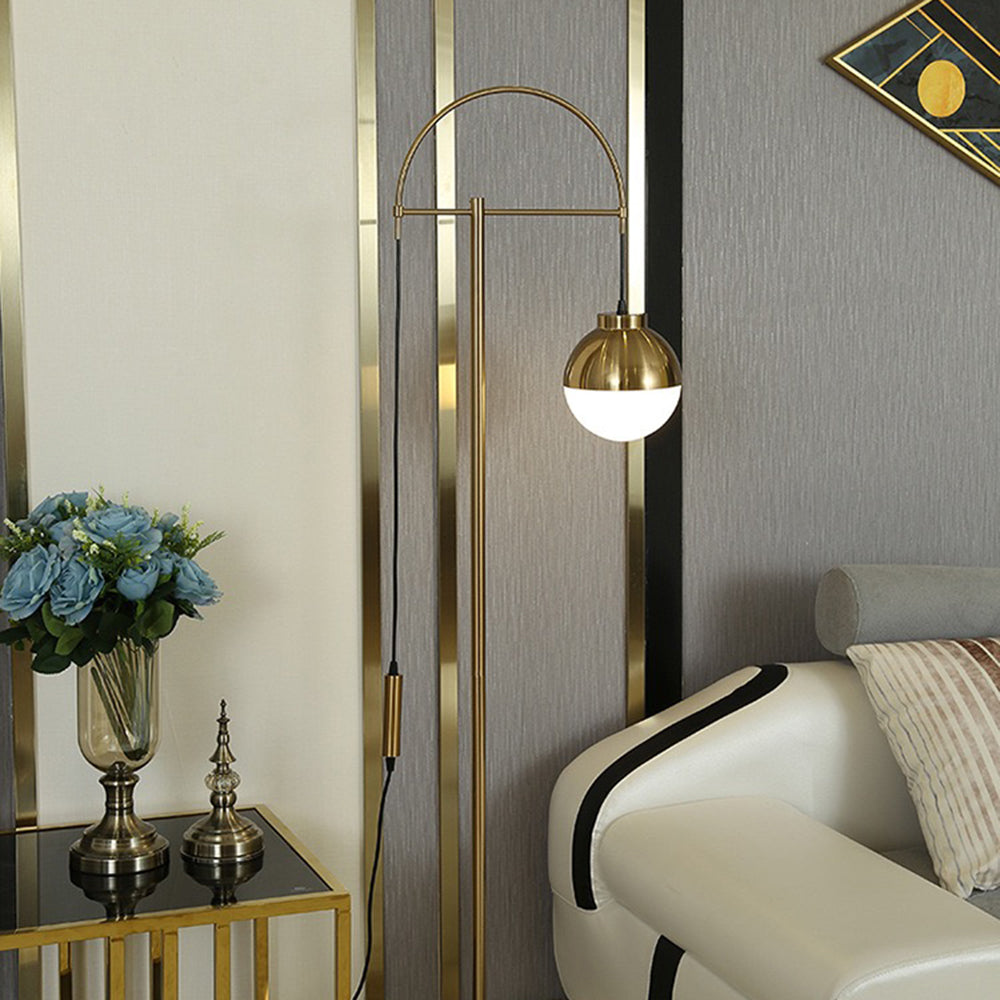 Valentina Lampadaire Courbe Nordique, Métal/Verre, Or, Salon