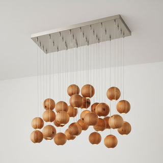 Wooden Orb Sphere Cluster Pendant Light-Neutral Decor