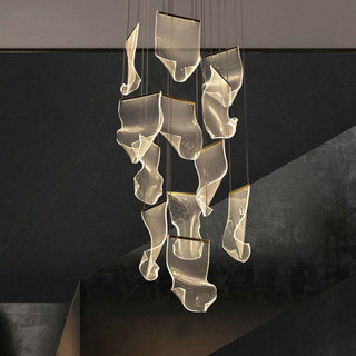 Kristy Suspension Carrée Contemporaine Métal/Acrylique Doré Salon/Escalier-Luire