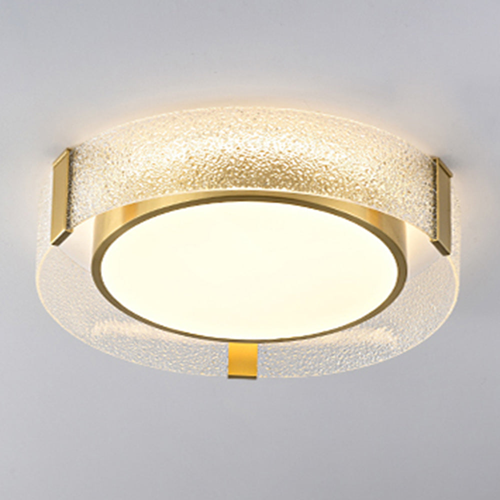 Arisha Plafonnier Rond Moderne, Cuivre/Verre, Doré, Salon