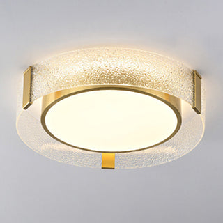 Arisha Plafonnier Rond Moderne, Cuivre/Verre, Doré, Salon