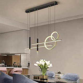 Arisha Suspension Linéaire Moderne, Métal/Acrylique/Gel de Silice, Noir/Doré,Salon