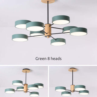 Arisha Plafonnier Cylindre Art Deco, Métal/Bois, Blanc/Vert/Gris, Salon