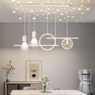 Arisha Luminaires Suspension Etoilé Moderne, Métal, Noir/Blanc/Or, Salon