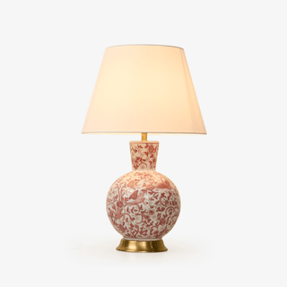 Coral Bird Floral Ceramic Table Lamp-Neutral Decor