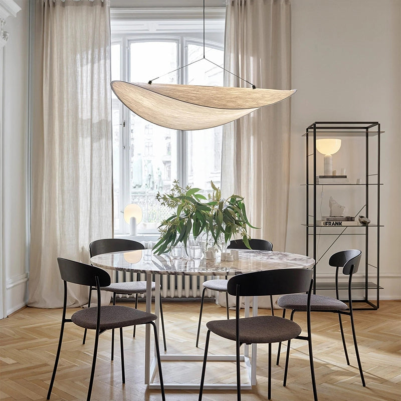 Evelor Suspension Géométrique Moderne Soie Blanc Salon-Cielum