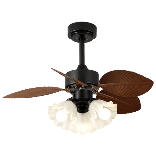 Ventilateur de Plafond Rosalyn en Bois Vintage avec Lumière