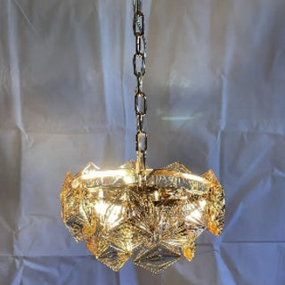 Kristy Lustre Hexagone Cristal, Métal/Cristal, Dégagé/Gris Fumé/Glaçage/Champagne, Salon