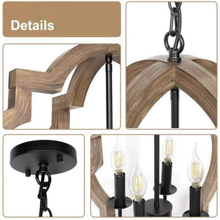 Silva Vintage LED Lustre Métal/Bois Salon/Chambre À Coucher