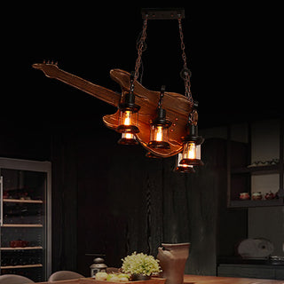 Epoch Suspension Guitare Vintage, Metal/Bois, Marron, Chambre