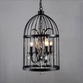 Arisha Industrielle LED Suspension Noir Métal Cristal Salon Salle à manger