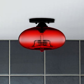 Arisha Oval Industriel LED Plafonnier Rouge/Marron/Ambre/Bleu Métal/Verre Salon
